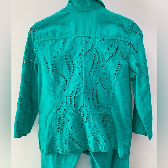 Chicos Eyelet Linen Jacket - Picture 5 of 15